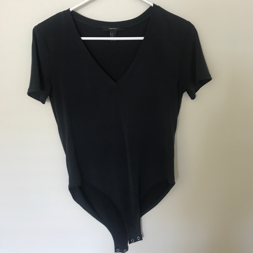 Black v neck bodysuit